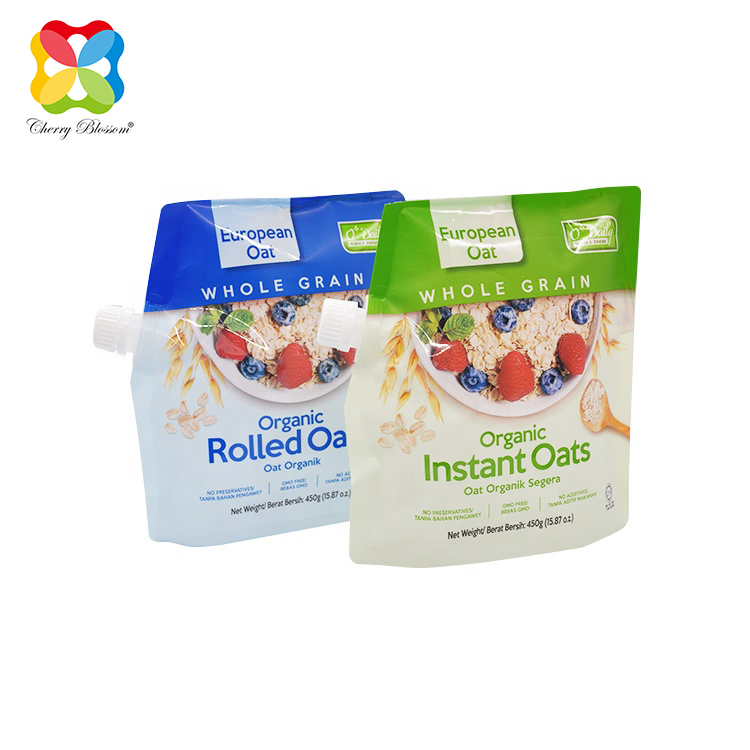 stand up pouch Customized packaging printing Logo printing Cereal packaging bags spout pouch