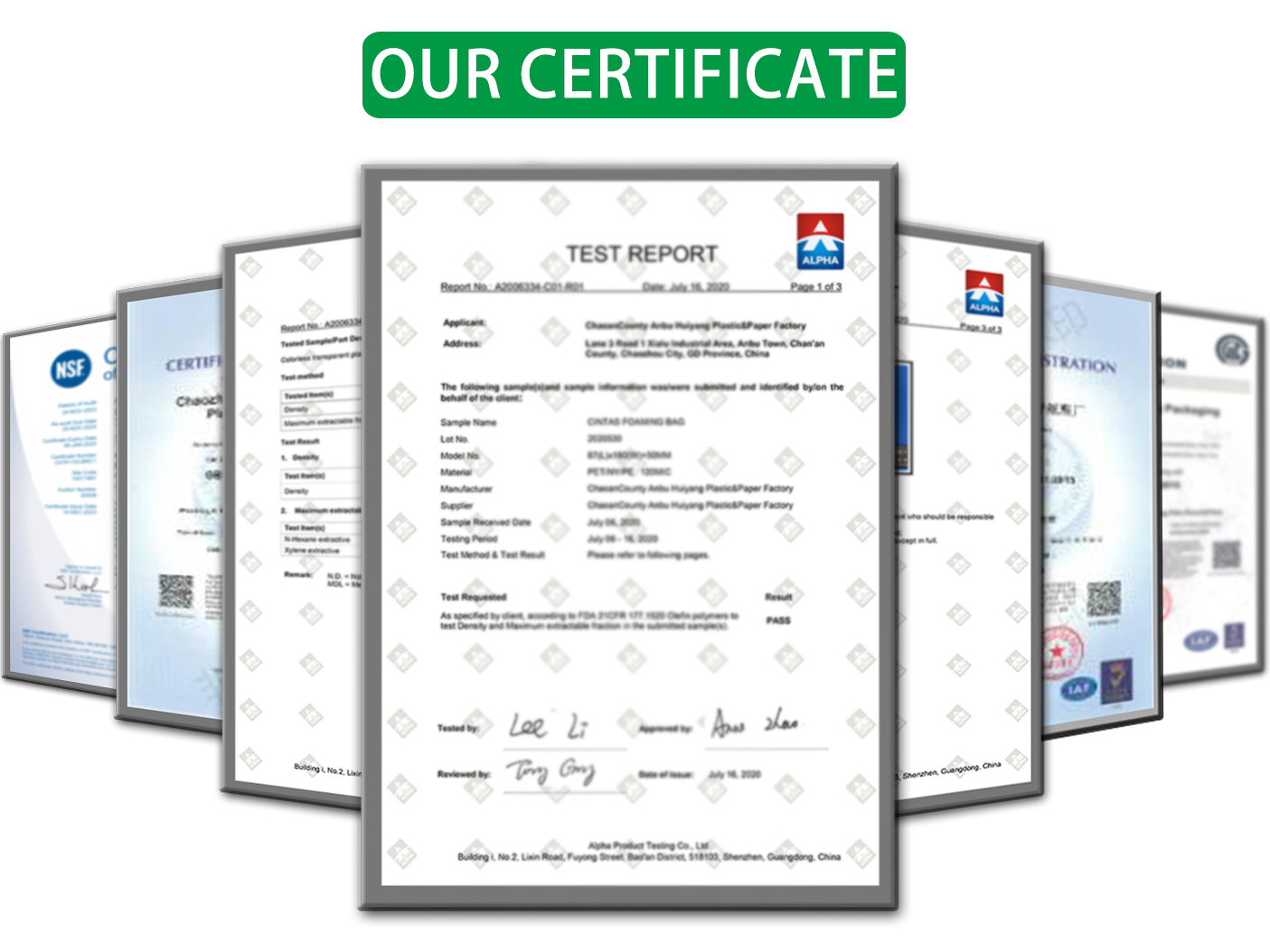 passed ISO, QS, MSDS, FDA and other international product certifications.